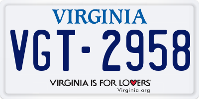 VA license plate VGT2958