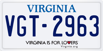 VA license plate VGT2963