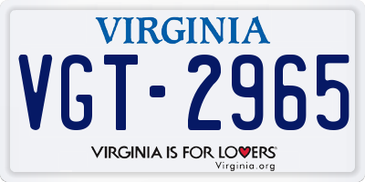 VA license plate VGT2965