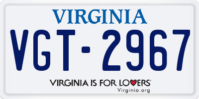 VA license plate VGT2967
