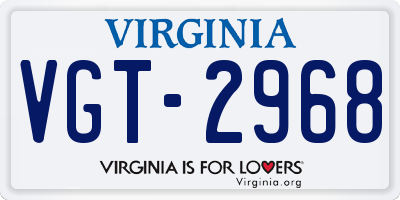 VA license plate VGT2968