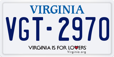 VA license plate VGT2970