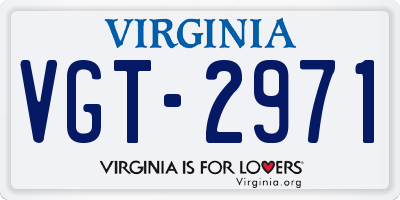 VA license plate VGT2971