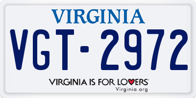 VA license plate VGT2972