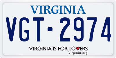 VA license plate VGT2974