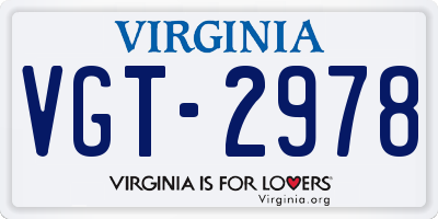 VA license plate VGT2978