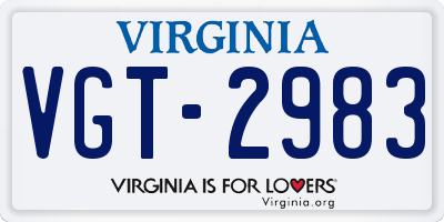 VA license plate VGT2983