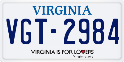 VA license plate VGT2984