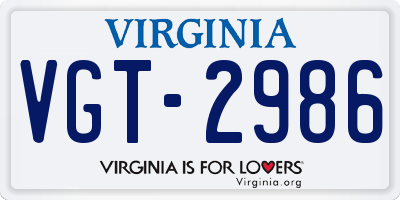 VA license plate VGT2986