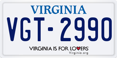 VA license plate VGT2990