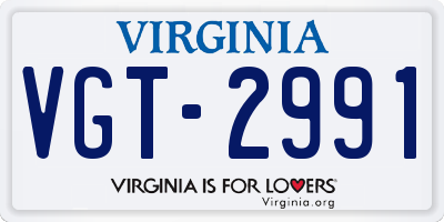 VA license plate VGT2991