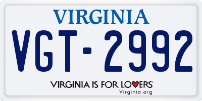VA license plate VGT2992
