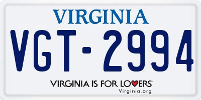 VA license plate VGT2994