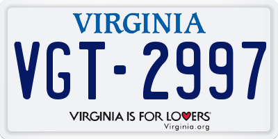 VA license plate VGT2997