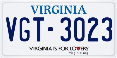 VA license plate VGT3023