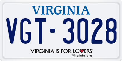 VA license plate VGT3028