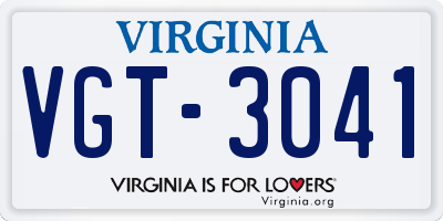 VA license plate VGT3041