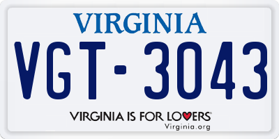 VA license plate VGT3043