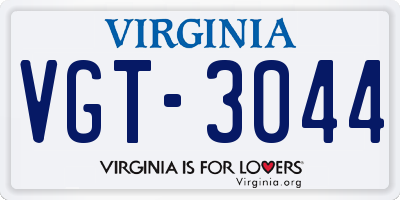 VA license plate VGT3044