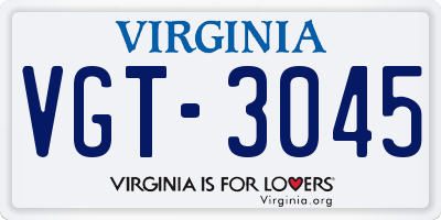 VA license plate VGT3045