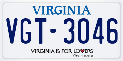 VA license plate VGT3046