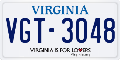 VA license plate VGT3048