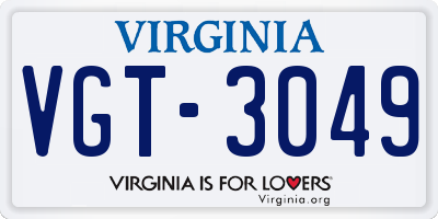 VA license plate VGT3049
