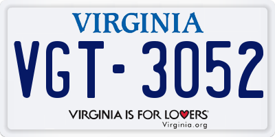 VA license plate VGT3052