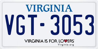 VA license plate VGT3053