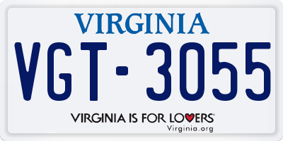 VA license plate VGT3055