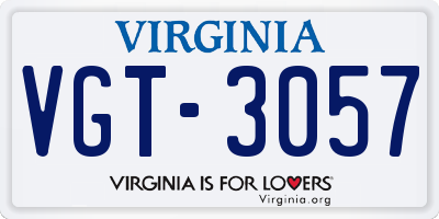 VA license plate VGT3057