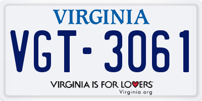 VA license plate VGT3061