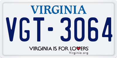VA license plate VGT3064