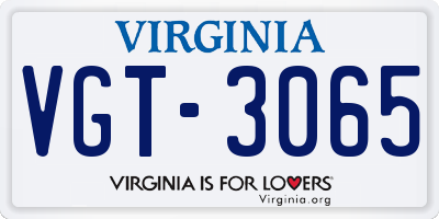 VA license plate VGT3065
