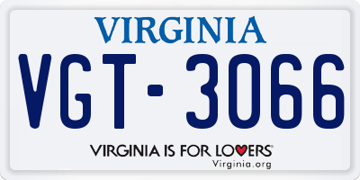 VA license plate VGT3066
