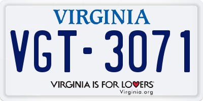 VA license plate VGT3071