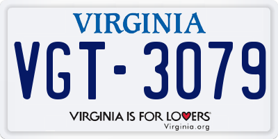 VA license plate VGT3079