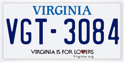 VA license plate VGT3084