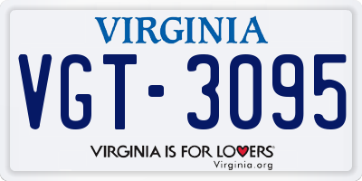VA license plate VGT3095