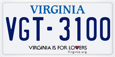 VA license plate VGT3100