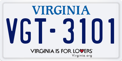 VA license plate VGT3101