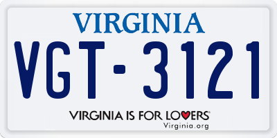 VA license plate VGT3121