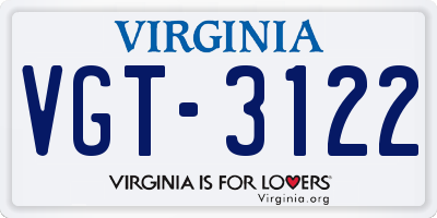 VA license plate VGT3122
