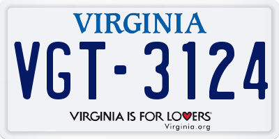 VA license plate VGT3124