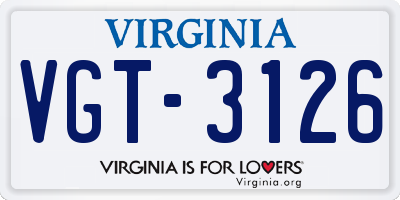 VA license plate VGT3126