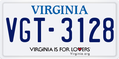 VA license plate VGT3128