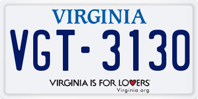 VA license plate VGT3130