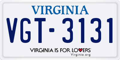 VA license plate VGT3131