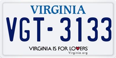 VA license plate VGT3133