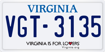 VA license plate VGT3135